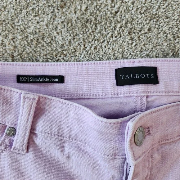 Talbots Womens Slim Ankle Jeans 10P Petite Lilac Purple Casual Denim Pants - Picture 3 of 10